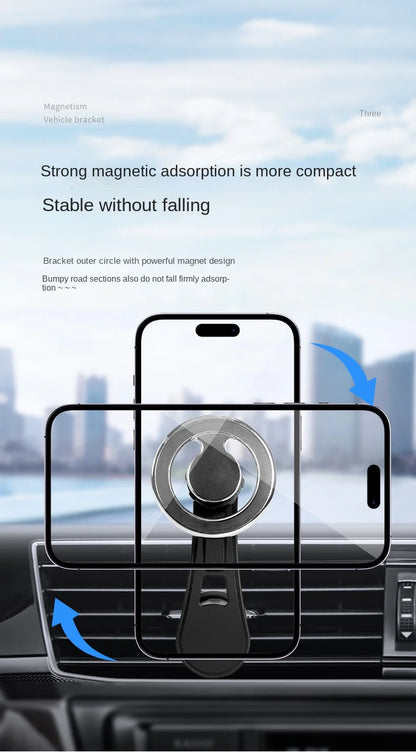 Magnetic Car Phone Holder Stand Universal Mount for iPhone 15/14/13 Samsung Support Bracket GPS Compatible with MacSafe