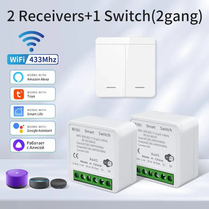 Tuya Smart WiFi Switch For Lighting RF 433MHz Wireless Switch Smart Life APP Voice Control Work With Alice Alexa Google Home