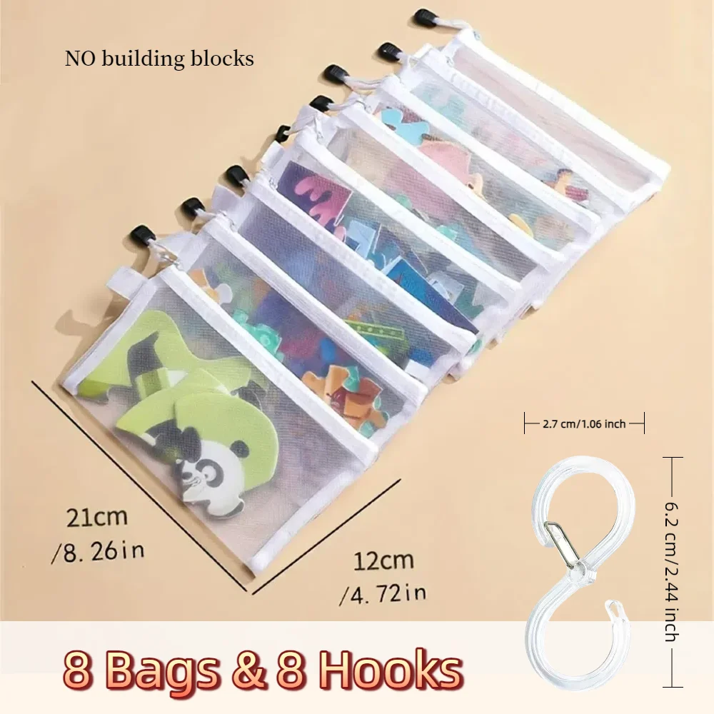 8pcs Zipper Mesh Bags, 3 Sizes, Zipper Mesh Bags, Waterproof Clear Travel Bags, Office Supplies Document Bags With Zipper