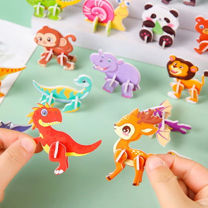 30pcs 3D Jurassic Dinosaur Cute Animals Enlightenment Paper Puzzle Puzzle Puzzle Cartoon Learning Education Puzzle Christmas Toy
