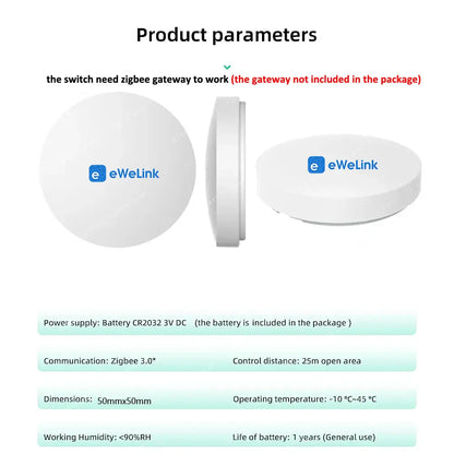 Zigbee Smart Button Scene Switch Alexa Google Alice Voice Control Wireless Button Ewelink App Zigbee Devices for Smart Home