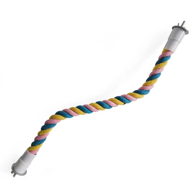 1PC Pet Bird Bite Toy Parrot Color Cotton Rope Toys Elastic Parrot Climbing Toys Sturdy Bird Swing rope Pet Cage Toy Swing Stand