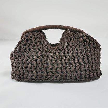 Elegant Ladies Chain Woven Handbag Straw Shoulder Bag Fashionable Raffia Crossbody Beach Bag Summer New Versatile Women's Bag