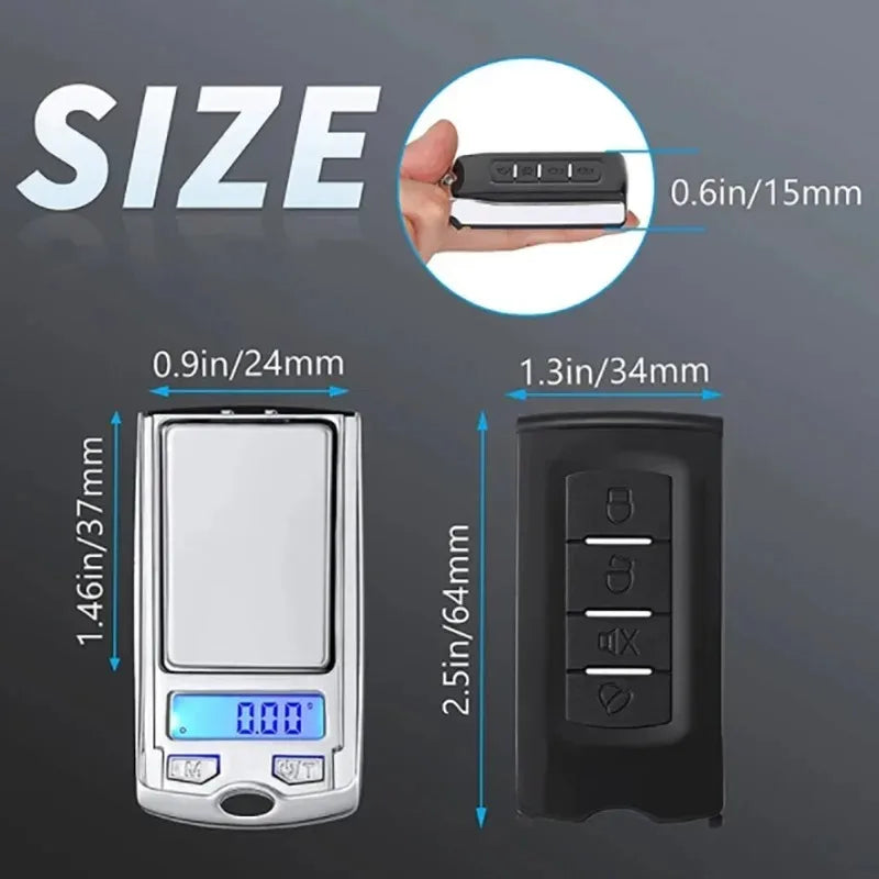 1Pcs 200g/100g 0.01g Precision Portable Car Key Shape Mini Digital Pocket Electronic Gram Scale with LCD Display and Batteries