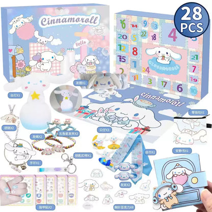 Cute Kuromi Cinnamoroll Melody Christmas Advent Calendar Kawaii Random Figure Ornament Anime Cartoon Keychain Kids Toy Gift
