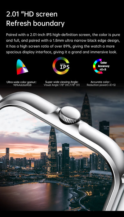 2025 2.01'' Smart Watch Bluetooth Call Play Music Smartwatch Fitness Clock Sport Waterproof Watches for Men Women iPhone Android