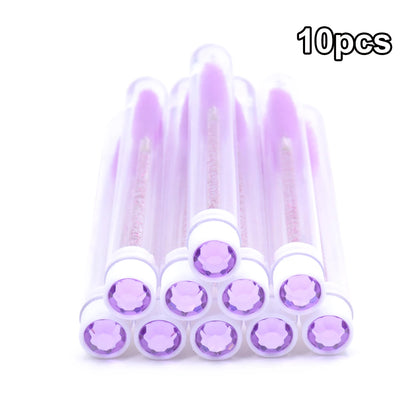 10pcs Diamond Eyelash Brushes Spoolies Reusable Lash Mascara Wands In Tubes Eye Brow Applicatos Eyelash Extension Combs Case