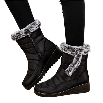 Waterproof Women's Winter Snow Boots 2024 – Warm Faux Fur Ankle Boots, Thick Plush, Non-Slip Cotton Boots for Women