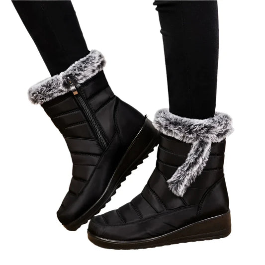 Waterproof Women's Winter Snow Boots 2024 – Warm Faux Fur Ankle Boots, Thick Plush, Non-Slip Cotton Boots for Women