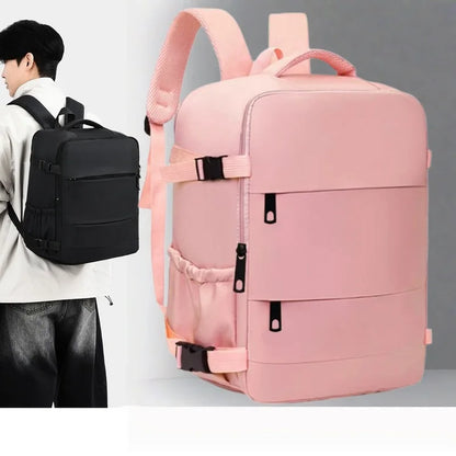 Lightweight Large Travel Backpack, Solid Color Minimalist Multifunctional Student School Bag
