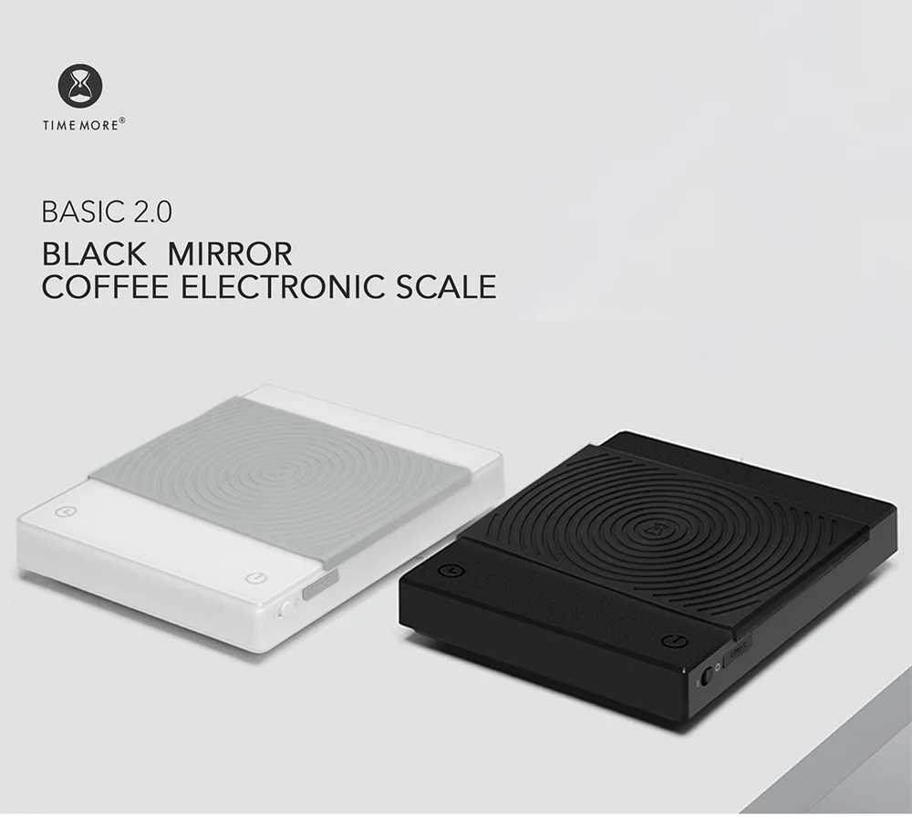 TIMEMORE Basic 2 Black Mirror Pour Over Coffee Scale flow rate display Auto Timer digit Kitchen Food scale espresso 0.1g/2kg