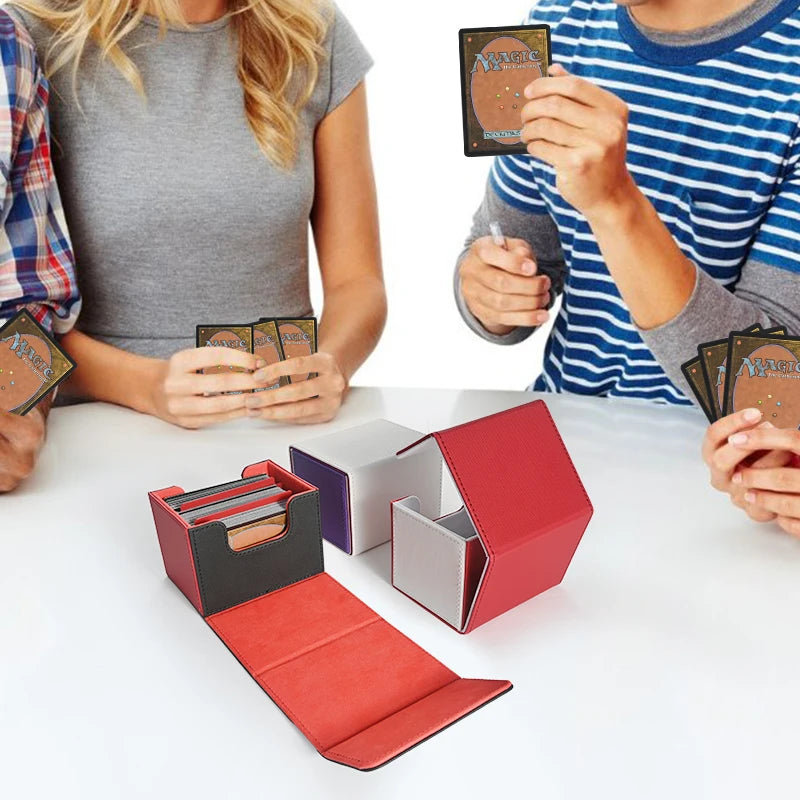 Card Deck Box,PU leather strong magnet card case, Holds 120+ Single Sleeved Cards,fits for Magic, Yugioh TCG cards