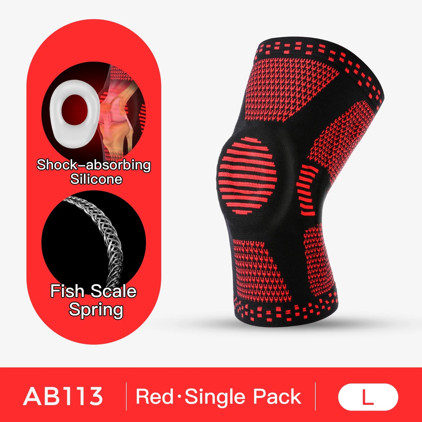 1Pcs Silicone Spring Full Knee Support Patella Medial Support Strong Meniscus Compression Protection For Men Women Running Sport