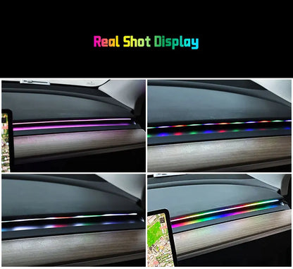 Car LED Ambient Light USB 64 Colors Acrylic Strips 110cm Full Colors RGB Car Interior Hidden App Remote Control Atmosphere Lamp