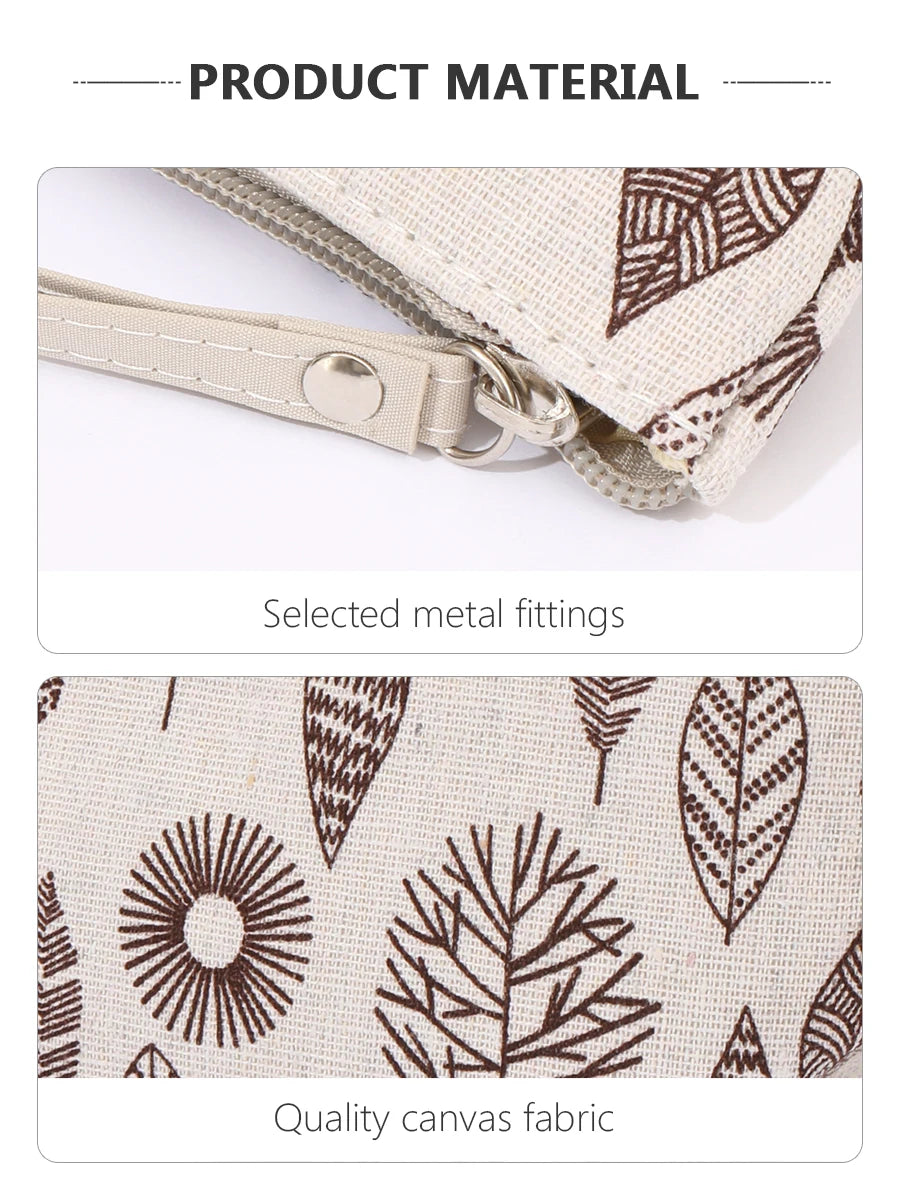 New Canvas Cosmetic Bags Zipper Opening Key Card Holder Cartoon Student Pencil Case Coin Purse Ladies Hand Portable Storage Bag