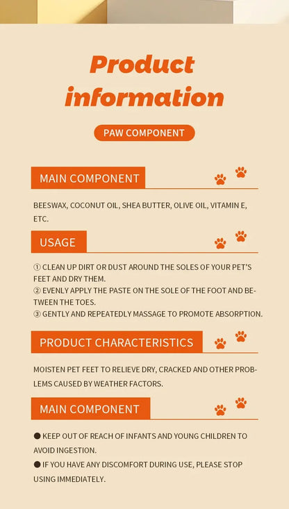 Pet Paw Care Cream Cats Dogs Moisturize Soften Foot Soles Prevent Dry Skin Daily Nourishing Protection Cream Pet Foot Supplies