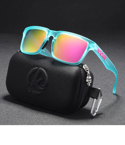 KDEAM Men's Polarized Sunglasses Square Casual Outdoors Sun Glasses Women Unisex Sunglass For Couple With Zipper Case