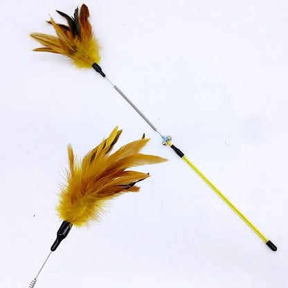 Cat Toy Feather Cats Sticks Teaser Cat Toys Interactive Spring Handle Kitten Toys with Bell Training Cats Stick Toy Pet Supplies