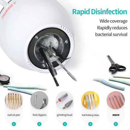 YIKOOLIN 100W Nail Tool Sterilizer Pot High Temperature to Clean Nail Tool  Disinfectant Jar Tweezer Disinfectant Container