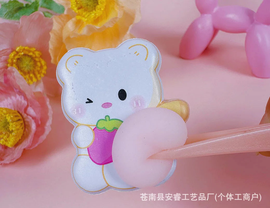 2PCS Cartoon Sticker 3D Puffy Squishy Stress Relief Rabbit Capybara Bear for Phone Case Laptop Decoration Journal DIY Collage Ch