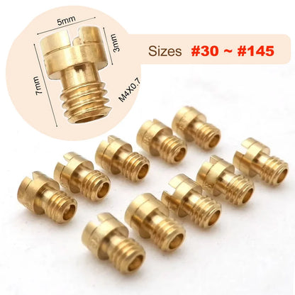 10pcs Carburetor Main Jets M4 for GY6 50cc 139QMB Motorcycle Scooter Mikuni Keihin Carburetor PZ19 Size from 30 to 145