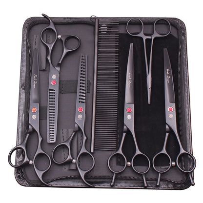Purple Dragon Dog Grooming Scissors Kit 7" 6.5" Stainless Pet Curved Scissors Thinning Scissors Straight Shears Chunker Z3002