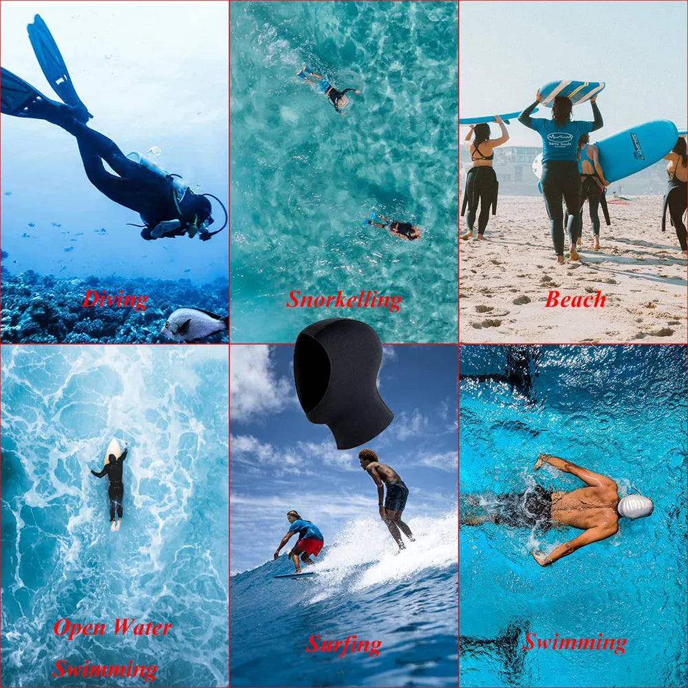 Neoprene Diving Hood Wetsuit Cap 3mm/5mm Stretchy Thermal Scuba Dive Hood for Men Women Cold Water Swimming Snorkeling Surfing