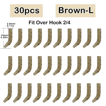 30pcs Terminal Carp Fishing Anti-Tangle Sleeves Connect with Fishing Hook Rubber Tip Tube Positioner Terminal Fishing Tackles