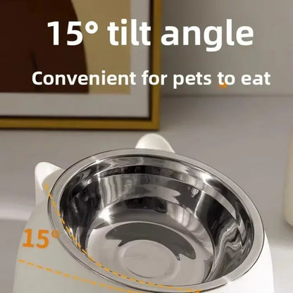 Stainless Steel Cat Bowl with Non Slip Base Cute Cat Ear Design Elevated Pet Food Water Bowl for Dog Kitten Puppy Safe Durable