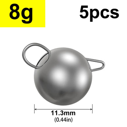5pcs 2g-18g Fishing Weight Sinker Jig Head Deep Water Bullet Weight with Swivel Round Ball Sinkers Fishing Tackle Accessories
