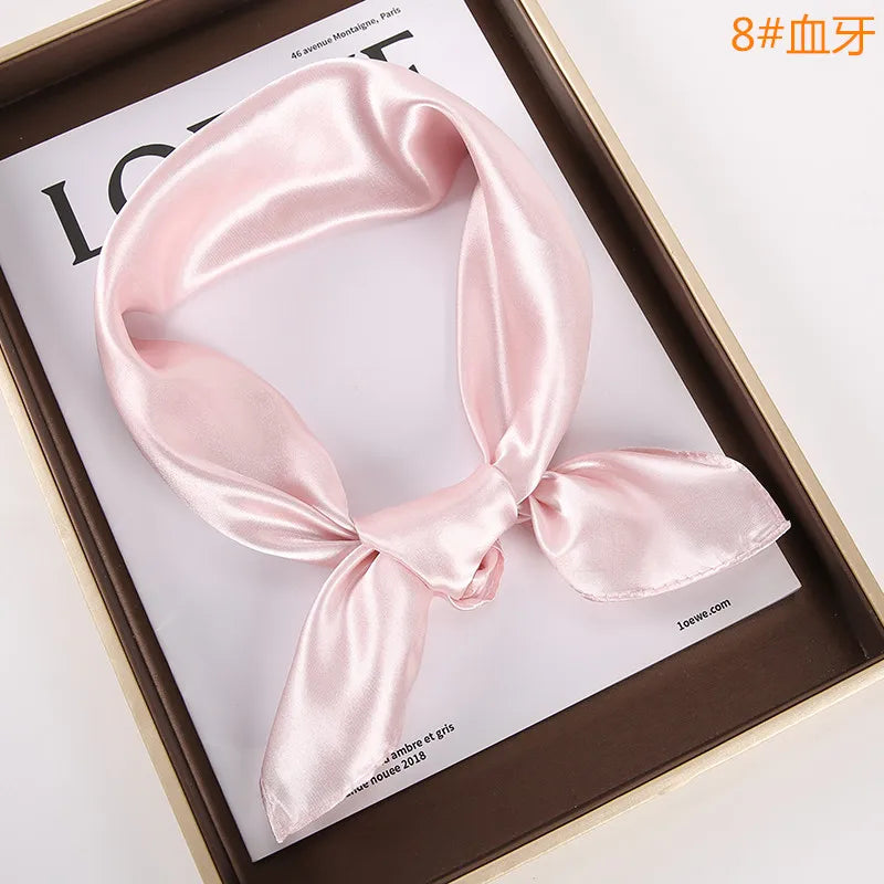 New Solid 60x60cm Square Scarf Single Imitation Silk Bright Light And Satin Performance Scarves Party Gift