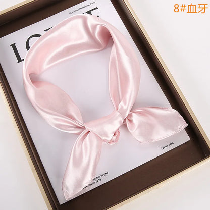 New Solid 60x60cm Square Scarf Single Imitation Silk Bright Light And Satin Performance Scarves Party Gift