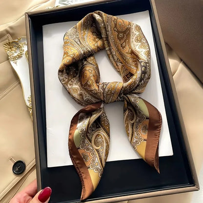 68cm Red Cashew Print Scarf Women's New Model Emulated Silk Plant Print Scarfs Fashion Versatile Clothes Bag Accessories Scarf