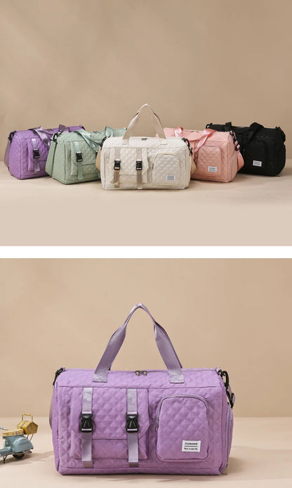 Durable Nylon Travel Duffle Bag, Portable Sports Gym Bag for Overnight Trips Shoulder Duffel Training Bag, Spacious Argyle