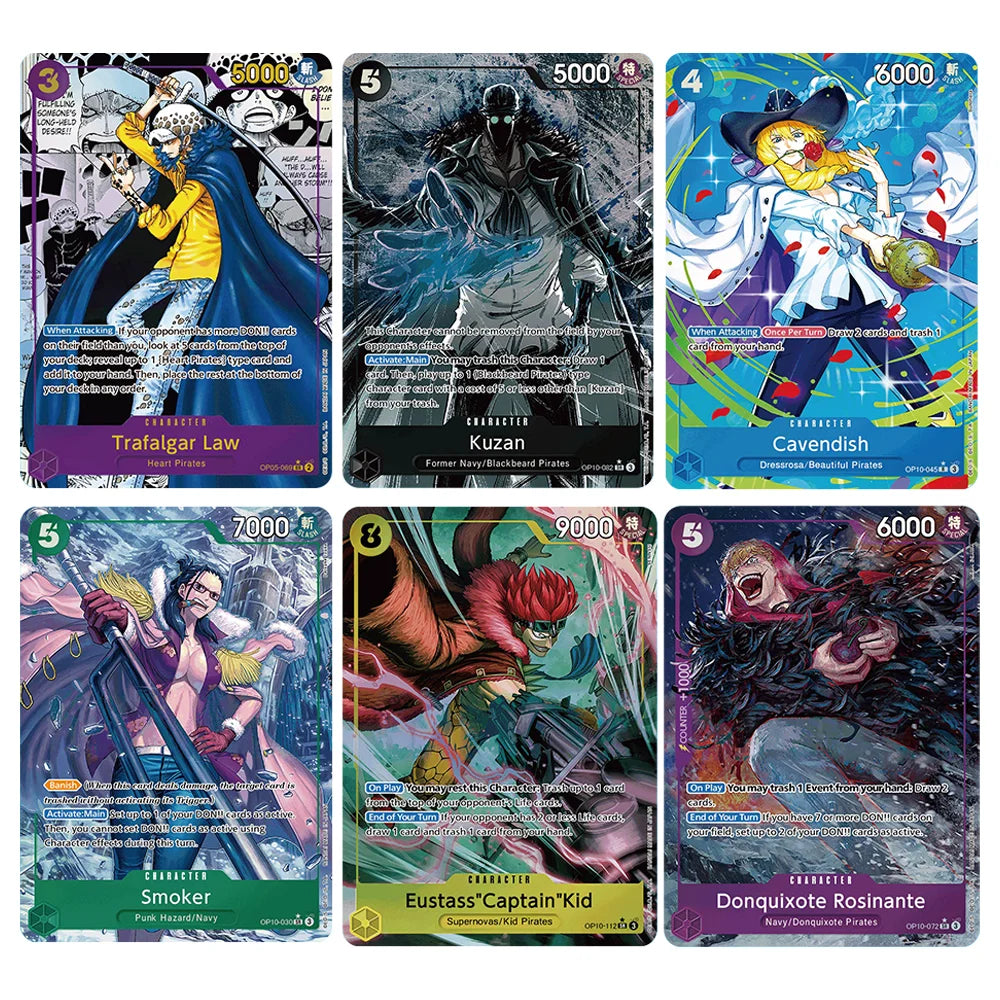 Anime One Piece OPCG CHARACTER English Version Trafalgar Law Donquixote Roainante Smoker Cavendish Kuzan Collection Proxy Cards