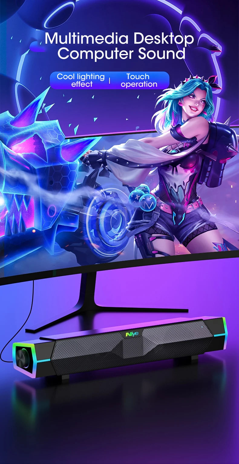 4D Computer Speakers Bluetooth 5.0 Wired Loudspeaker Surround Soundbar Speaker Stereo Subwoofer Sound bar for Laptop Notebook PC