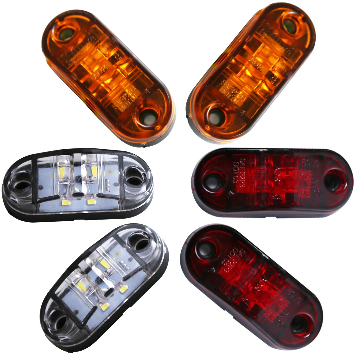20/10PCS 4 LED 12V-24V Side Marker Lights Oval Front Rear Clearance Indicator Lamp Truck Accessorie for Trailer BUS Van Caravan