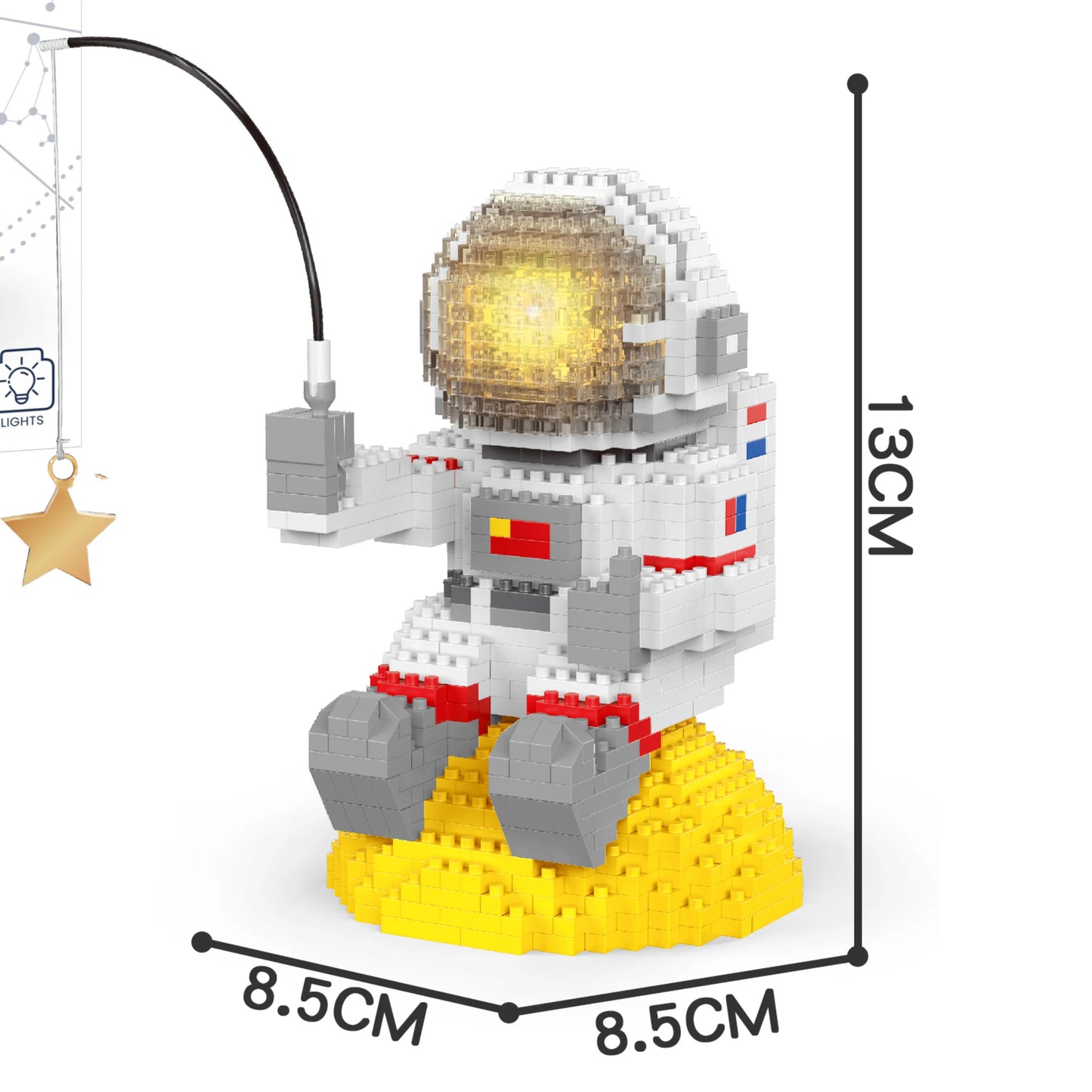 Astronaut Series Micro Mini Building Blocks with LED Lights, Enhances Desk Aesthetics, Pen Holder Assemble Brilliance the Cosmos