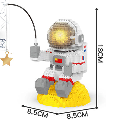 Astronaut Series Micro Mini Building Blocks with LED Lights, Enhances Desk Aesthetics, Pen Holder Assemble Brilliance the Cosmos