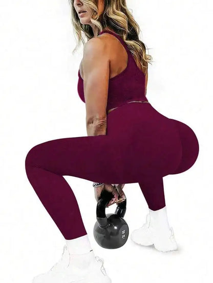 Women's tight yoga seamless pants, solid color multi-color optional, high waist belly-closing exercise running Capri yoga pants,