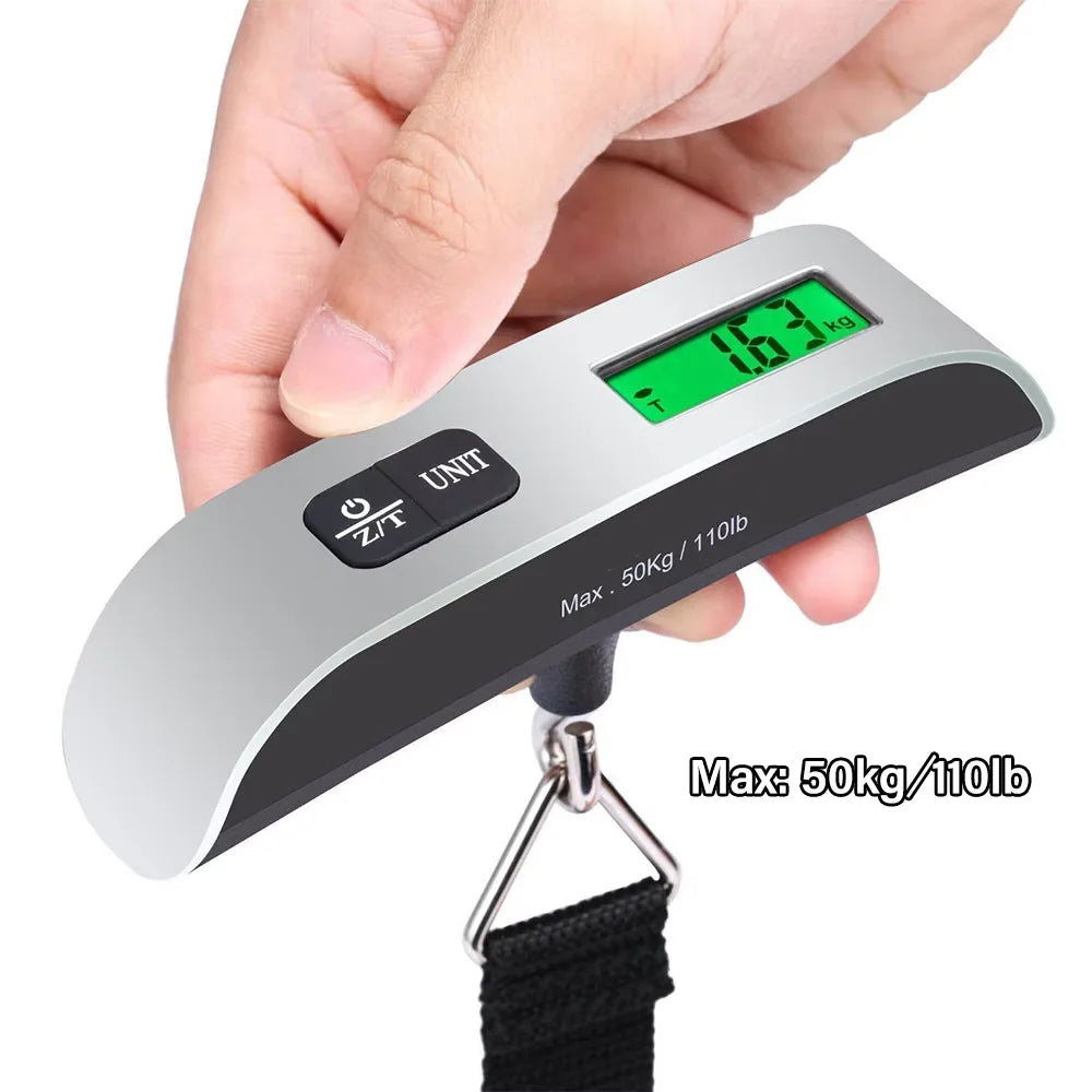 50kg Portable Hanging Scale Electronic Hand Luggage Scale Digital Display Suitcase 110lb Travel Baggage Bag Weighing Tools