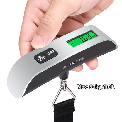 50kg Portable Hanging Scale Electronic Hand Luggage Scale Digital Display Suitcase 110lb Travel Baggage Bag Weighing Tools