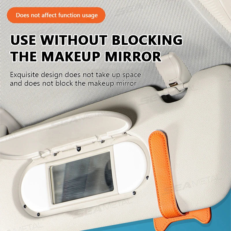 Car Sun Visor Glasses Holder Magnetic Eyeglasses Hanger Clip Luxury Leatherette Car Sunglasses Holder Mount Universal