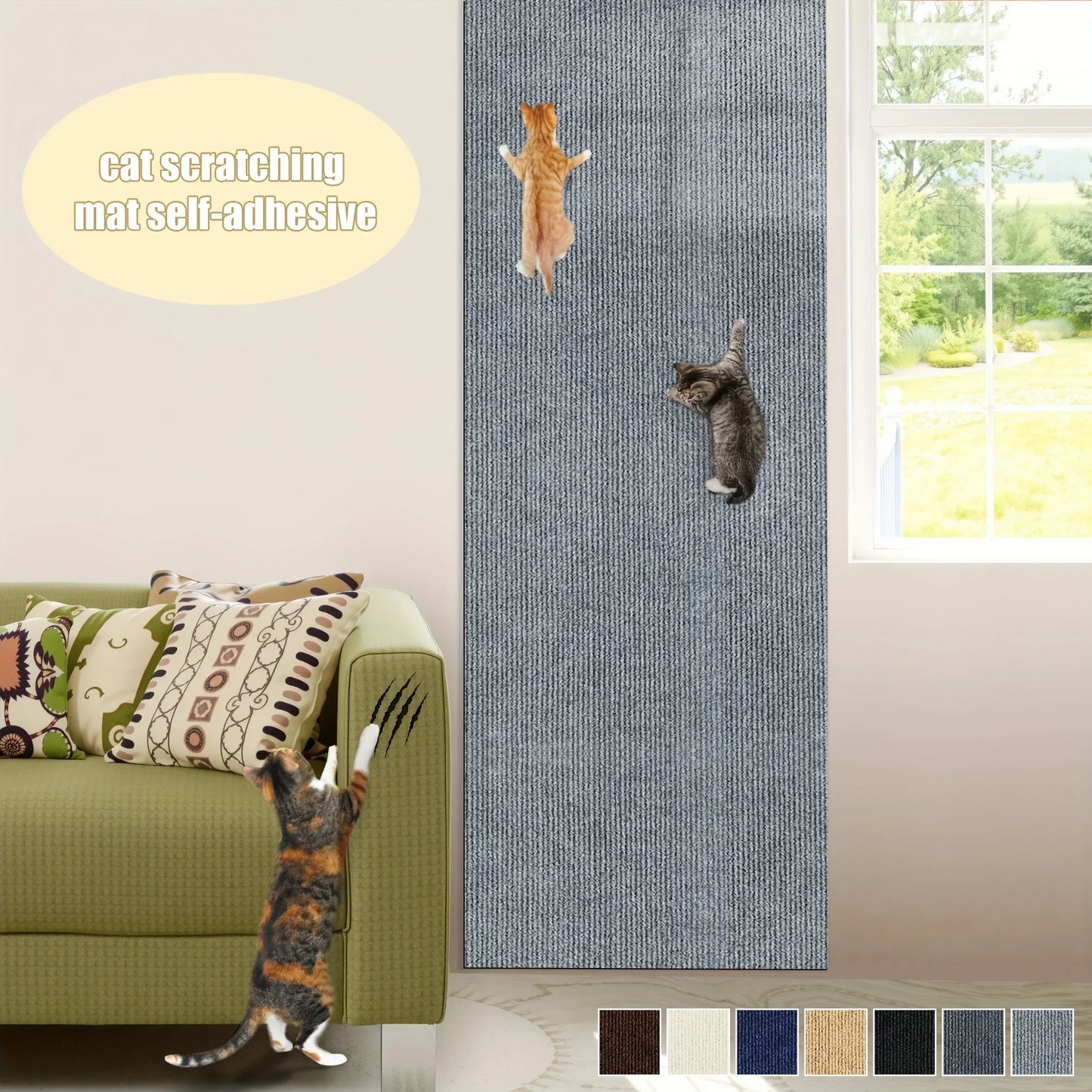 Self-Adhesive Cat Scratching Mat Trimmable Cat Scratching Post Cat Carpet for Anti-scratching Protector Anti Cat Scratch Mat
