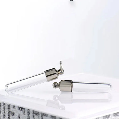 Stainless Steel Glass Cremation Cylinder Tube Urn Pendant Memorial Necklace Ashes Holder Keepsake Cremation Jewelry