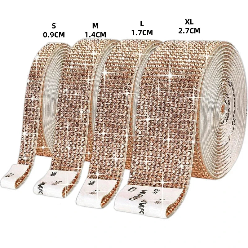 1 Yard Self Adhesive Crystal Rhinestone Sticker Diamond Ribbon DIY Sticker Rhinestones Arts Crafts Tape Car Phone Decoration