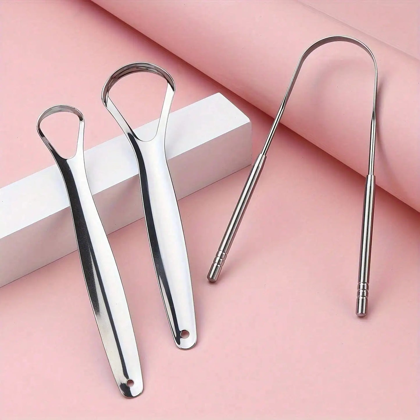 Non-slip Handle Tongue Scraper Portable Single Layer Tongue Scraper Reusable Stainless Steel Oral Mouth Brush Case Tongue Clean