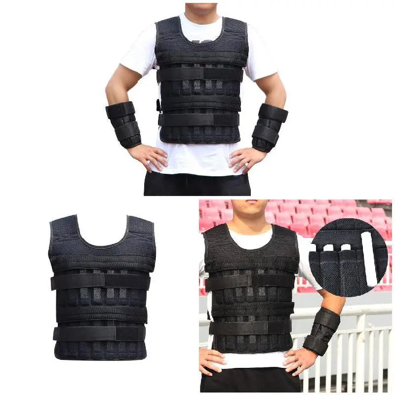 20kg Weighted Vest Adjustable Loading Weight Jacket Exercise Weightloading Vest Boxing Training Waistcoat（No Iron Blocks）