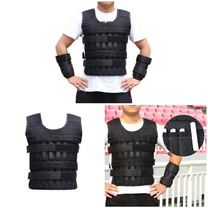 20kg Weighted Vest Adjustable Loading Weight Jacket Exercise Weightloading Vest Boxing Training Waistcoat（No Iron Blocks）