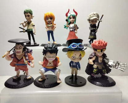 8pcs/set ONE PIECE Luffy Zoro Ace Sabo Shanks Nami Yamato Law Action Figure Collection Anime Model Doll Toys Ornament